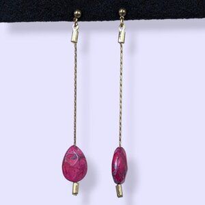 V. Dyed Pink Agate Dangling Earrings